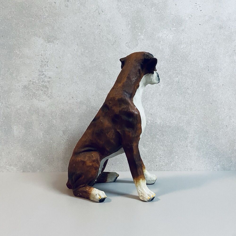 Vintage Resin Boxer Puppy Dog Figure Figurine Statue - Picture 4 of 7